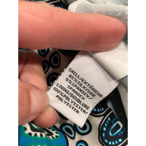 Diane Von Furstenberg Silk Shift Dress 6 Geometric Stripe Boat Neck 3/4 Sleeve - Picture 12 of 16